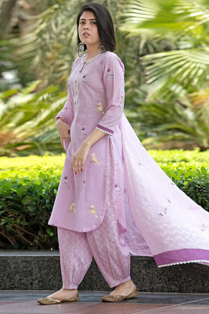 Premium Afghani Kurta And Pant With Malmal Dupatta Set