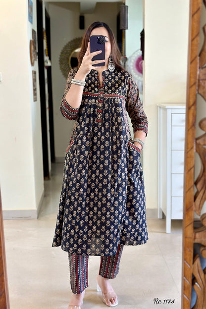 Blue Kurta And Pant With Dupatta Set For Women'S