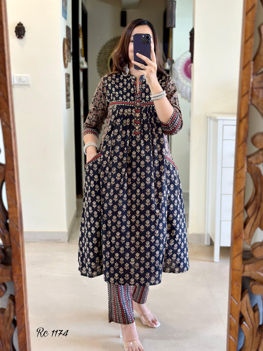 blue kurta and pant with dupatta set for women's