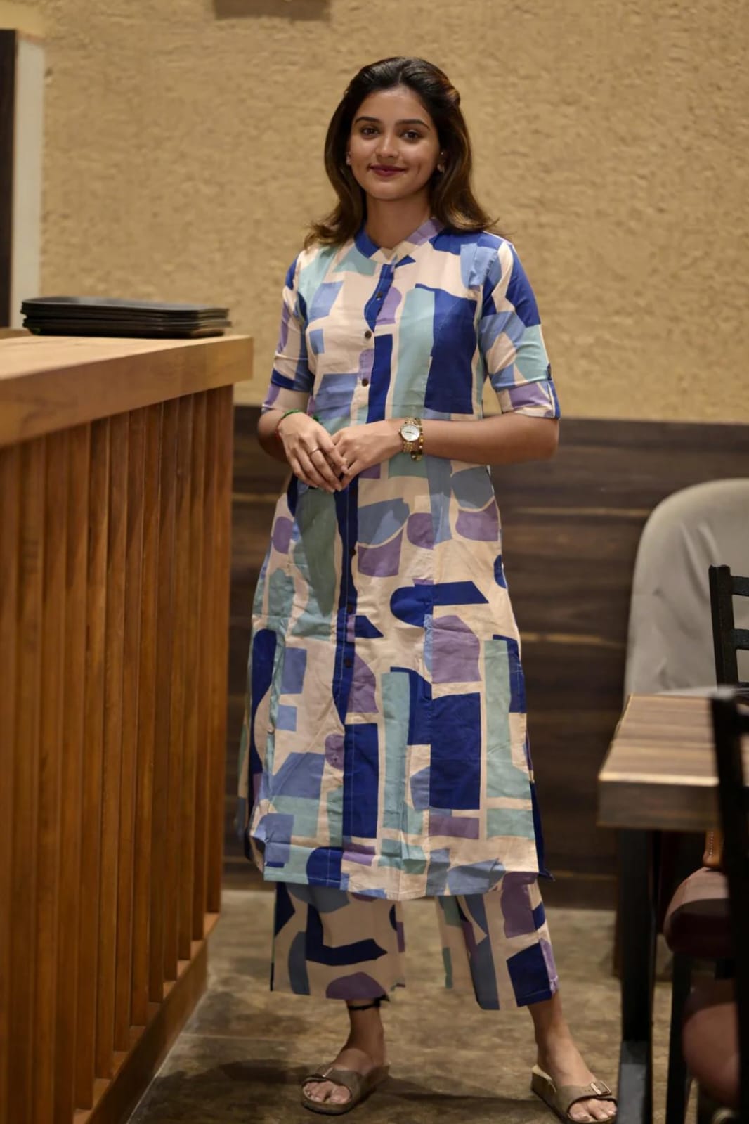 jaipuri abstract print cotton kurta set with pants – modern co-ord style