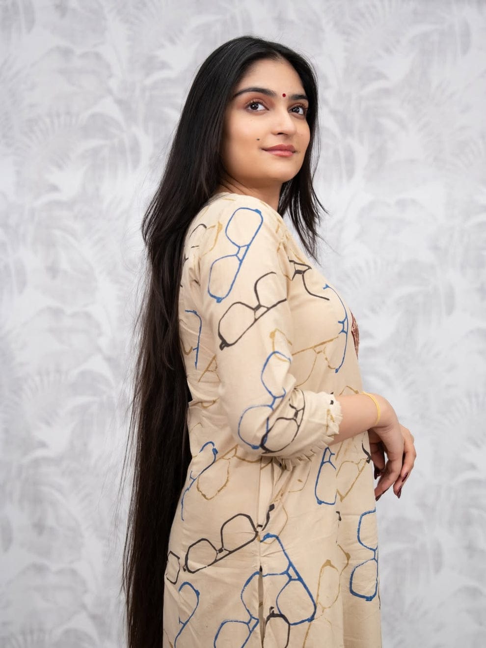 Beige Spectacle Printed Ethnic Co-ord Set for Women