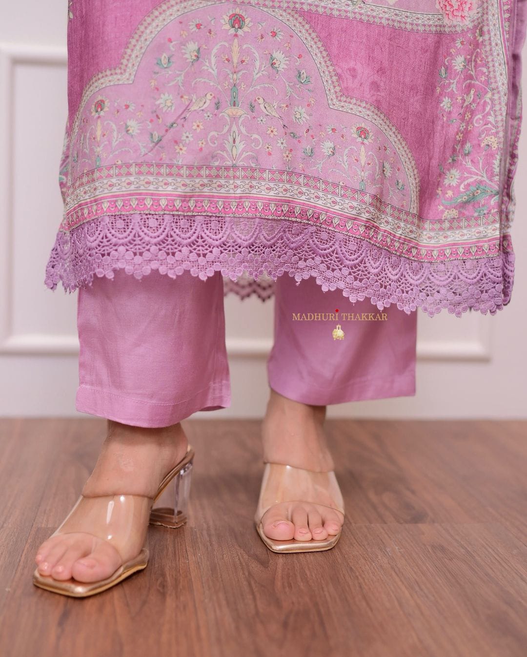 Blush Pink Floral Printed Kurta Set with Dupatta for Women