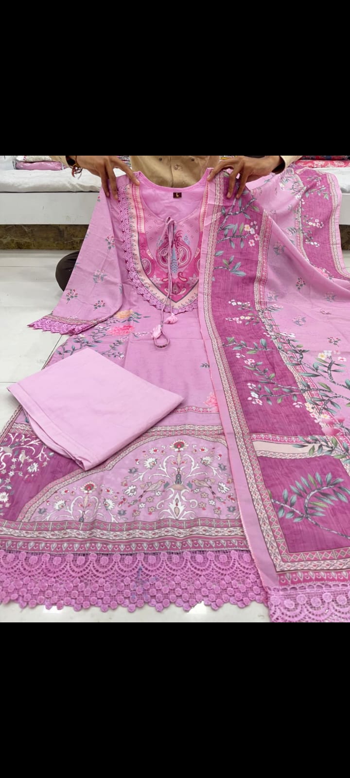 Blush Pink Floral Printed Kurta Set with Dupatta for Women