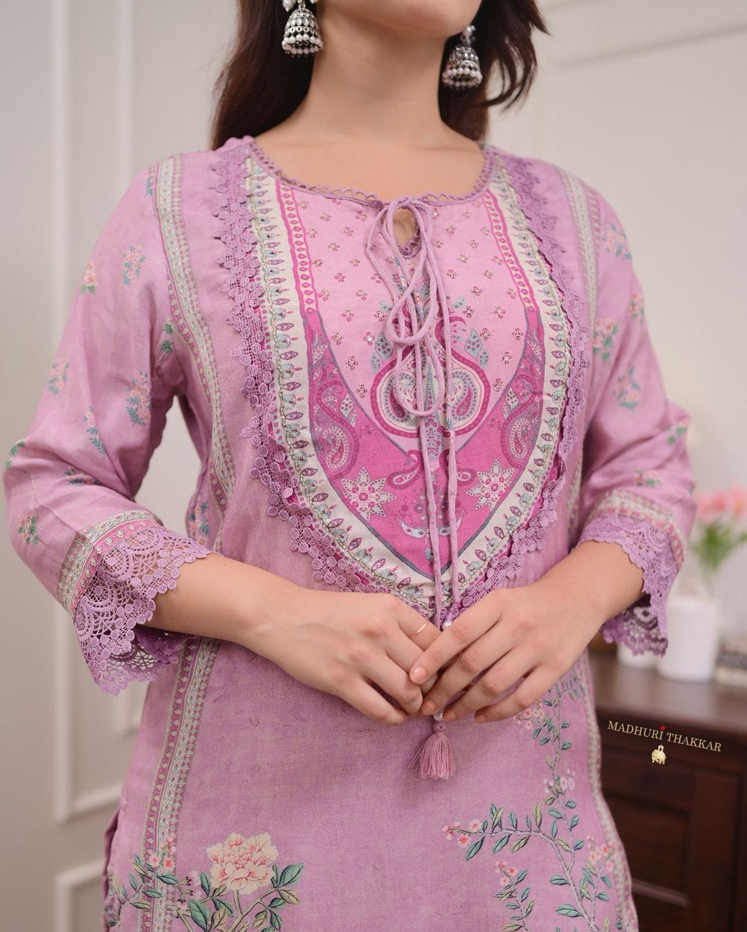 Blush Pink Floral Printed Kurta Set with Dupatta for Women