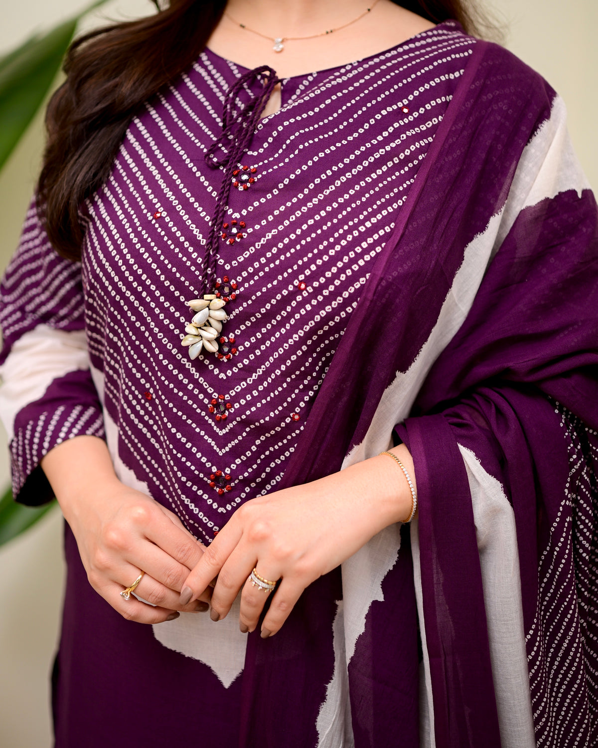 Jamun Purple Cotton Kurta Palazzo Set with Dupatta